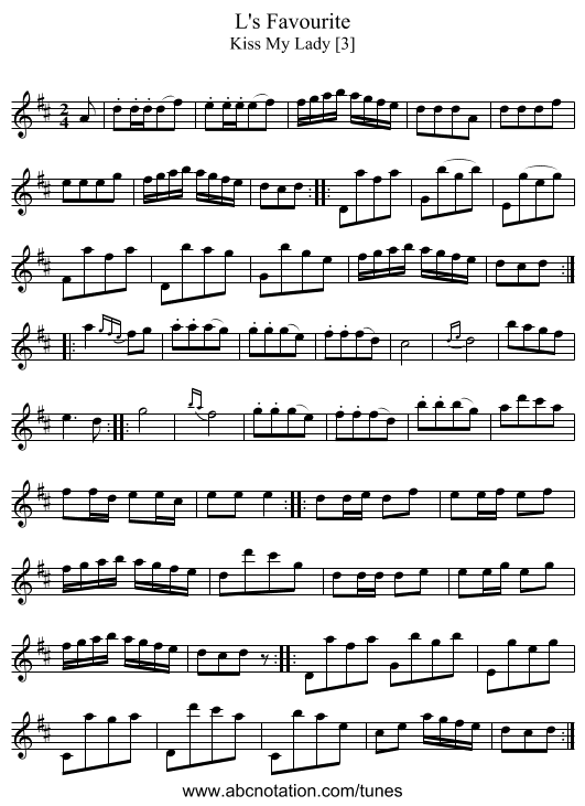 L's Favourite - staff notation