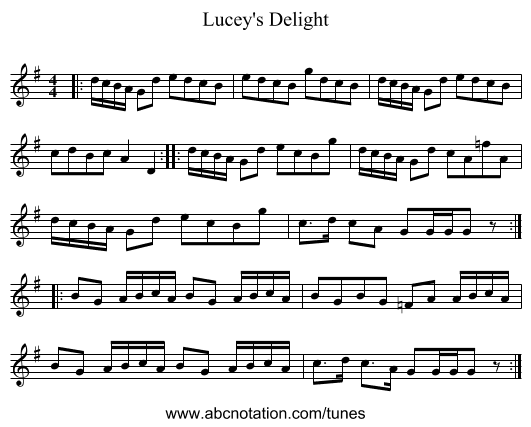 Lucey's Delight - staff notation