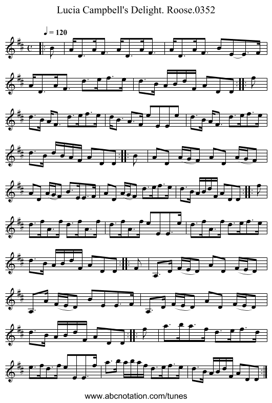 Lucia Campbell's Delight. Roose.0352 - staff notation
