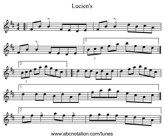 Lucien's - staff notation