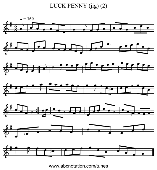 LUCK PENNY (jig) (2) - staff notation