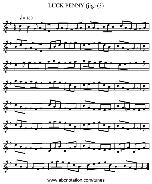 LUCK PENNY (jig) (3) - staff notation