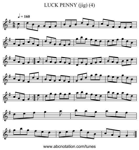 LUCK PENNY (jig) (4) - staff notation
