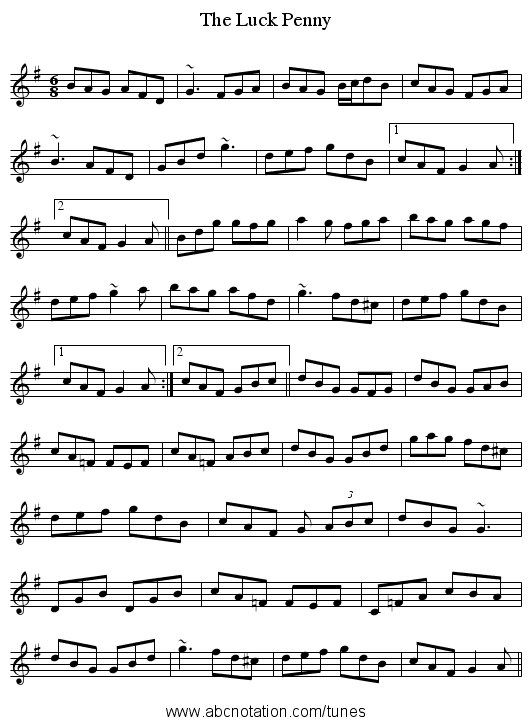 Luck Penny, The - staff notation