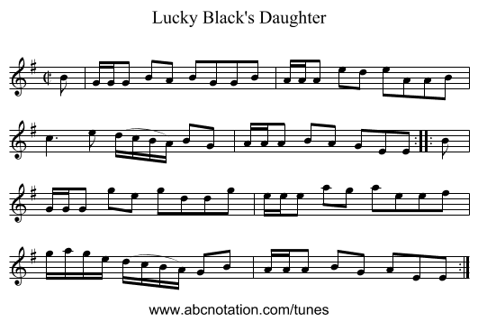 Lucky Black's Daughter - staff notation