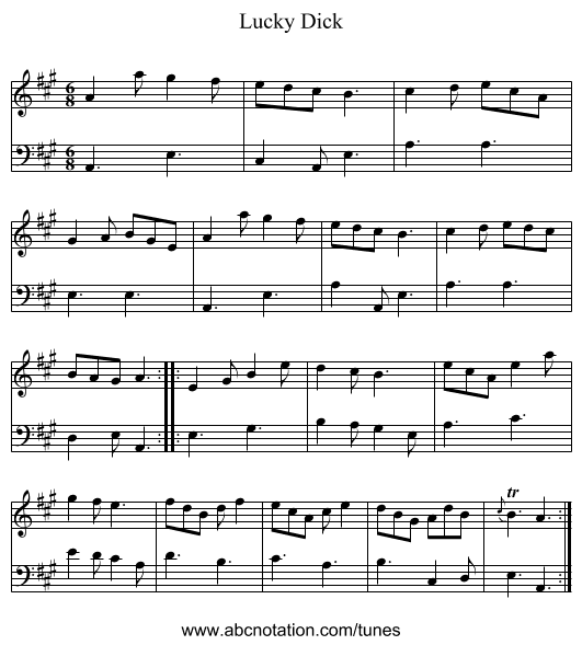 Lucky Dick - staff notation
