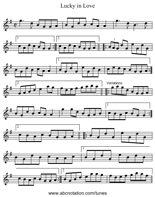 Lucky in Love - staff notation