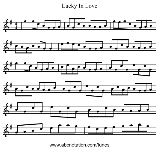 Lucky In Love - staff notation