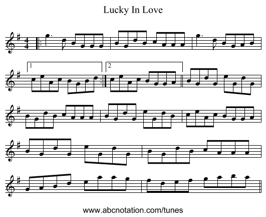 Lucky In Love - staff notation