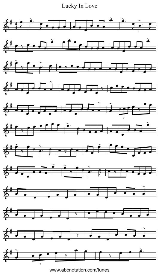 Lucky In Love - staff notation