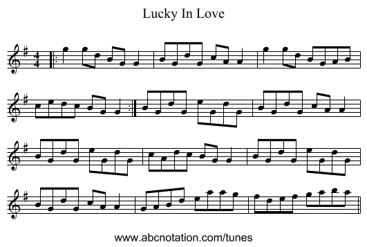 Lucky In Love - staff notation