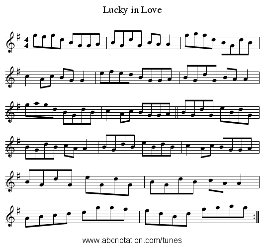 Lucky in Love - staff notation