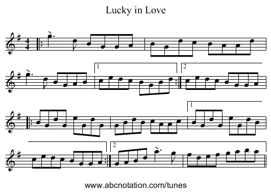 Lucky in Love - staff notation