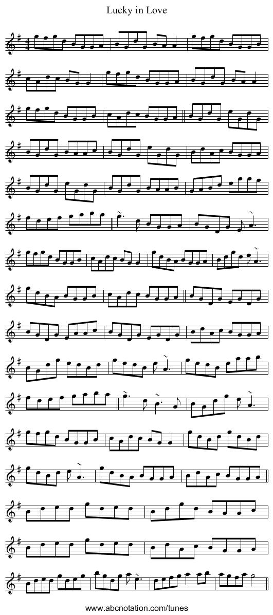 Lucky in Love - staff notation