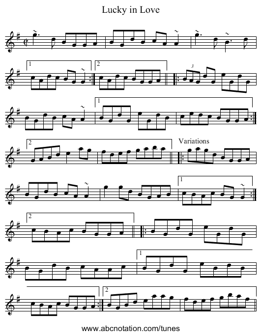 Lucky in Love - staff notation