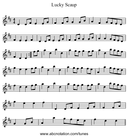 Lucky Scaup - staff notation