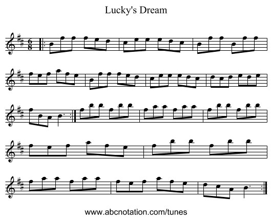 Lucky's Dream - staff notation