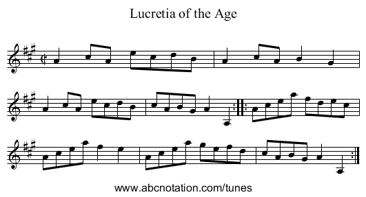 Lucretia of the Age - staff notation