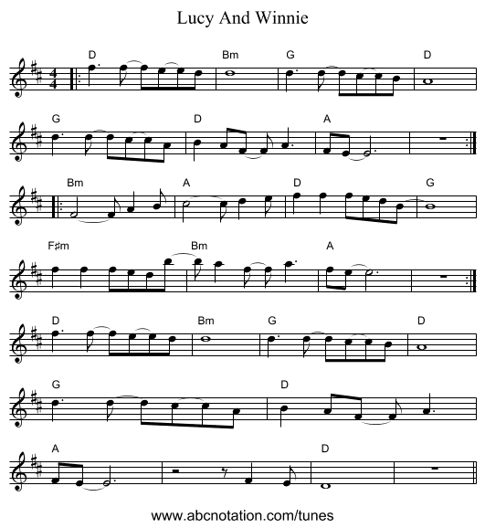 Lucy And Winnie - staff notation