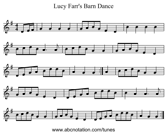Lucy Farr's Barn Dance - staff notation