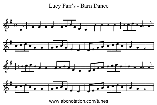 Lucy Farr's - Barn Dance - staff notation