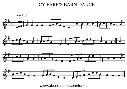 LUCY FARR'S BARN DANCE - staff notation