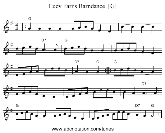 Lucy Farr's Barndance  [G] - staff notation