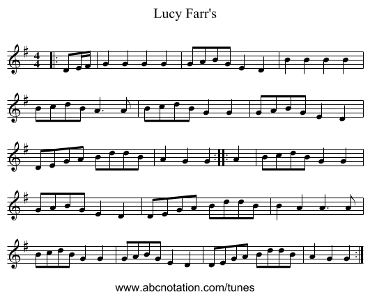Lucy Farr's - staff notation