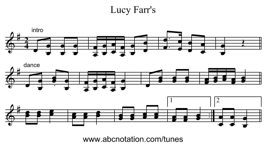 Lucy Farr's - staff notation