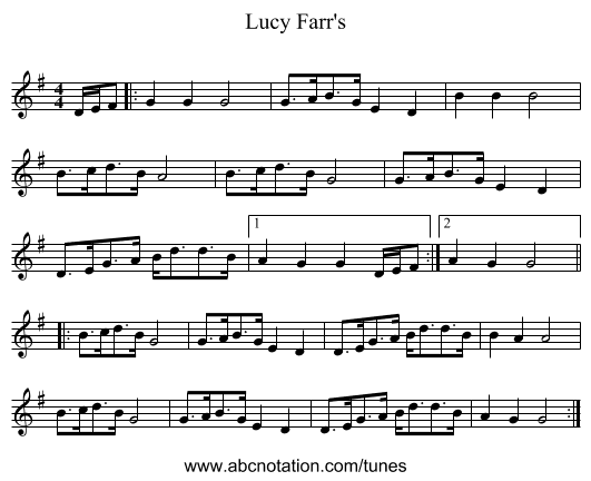 Lucy Farr's - staff notation