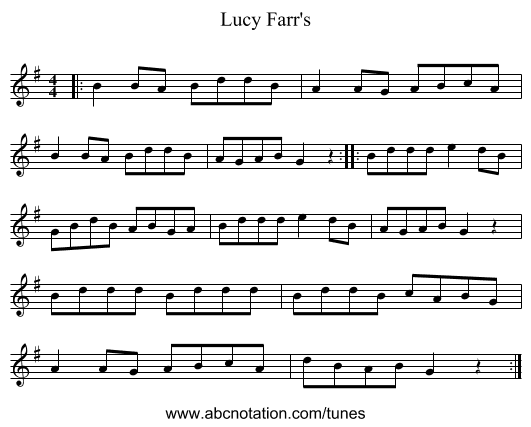 Lucy Farr's - staff notation