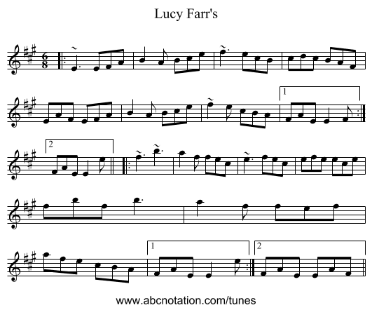 Lucy Farr's - staff notation