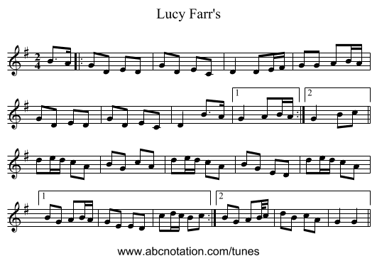 Lucy Farr's - staff notation