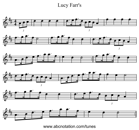 Lucy Farr's - staff notation