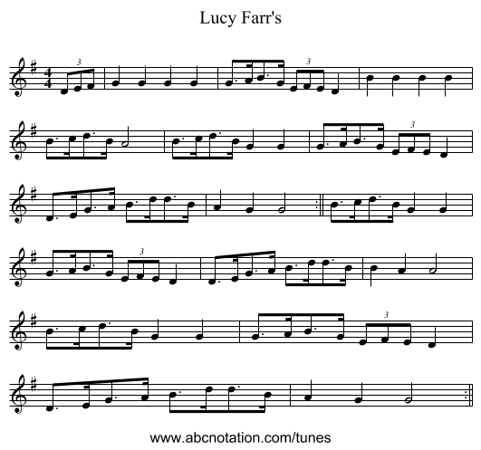 Lucy Farr's - staff notation