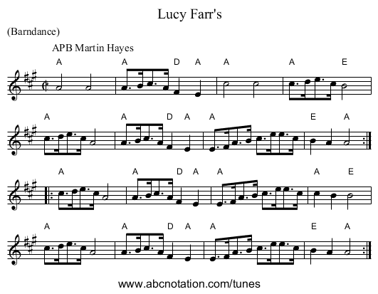 Lucy Farr's - staff notation