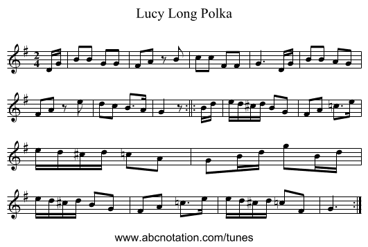 Lucy Long Polka - staff notation