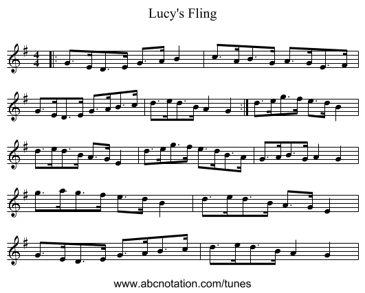 Lucy's Fling - staff notation