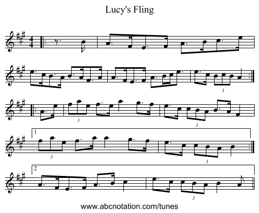 Lucy's Fling - staff notation