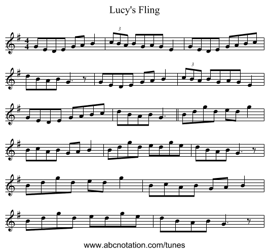 Lucy's Fling - staff notation