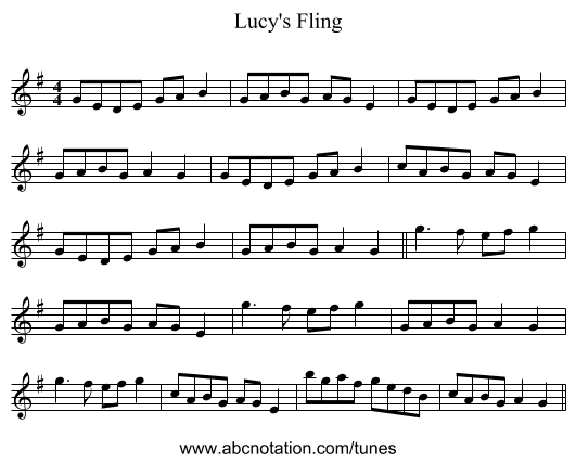 Lucy's Fling - staff notation