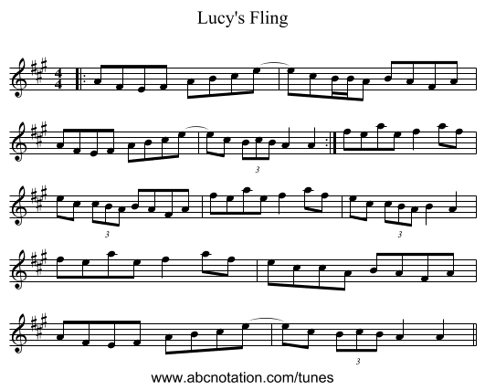 Lucy's Fling - staff notation