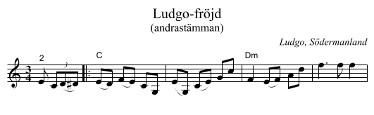 Ludgo-fröjd - staff notation