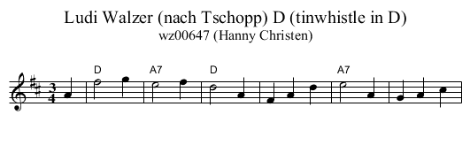 Ludi Walzer (nach Tschopp) D (tinwhistle in D) - staff notation