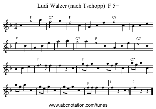 Ludi Walzer (nach Tschopp)  F 5+ - staff notation