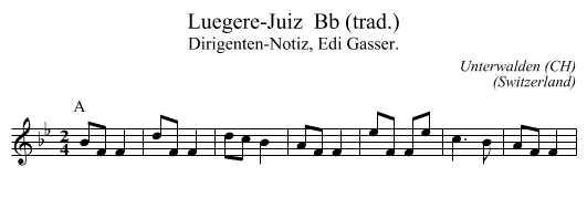 Luegere-Juiz  Bb (trad.) - staff notation