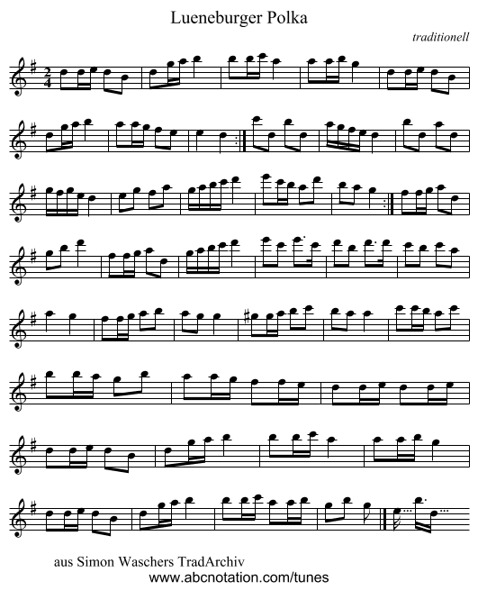 Lueneburger Polka - staff notation
