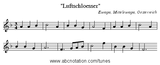Luftschloesser - staff notation