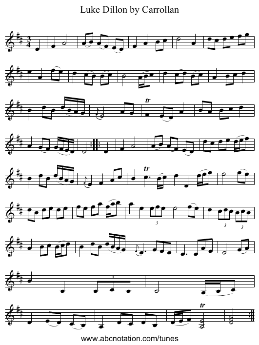 Luke Dillon by Carrollan - staff notation