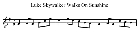 Luke Skywalker Walks On Sunshine - staff notation